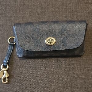 Coach Black and Brown Signature eyeglass case